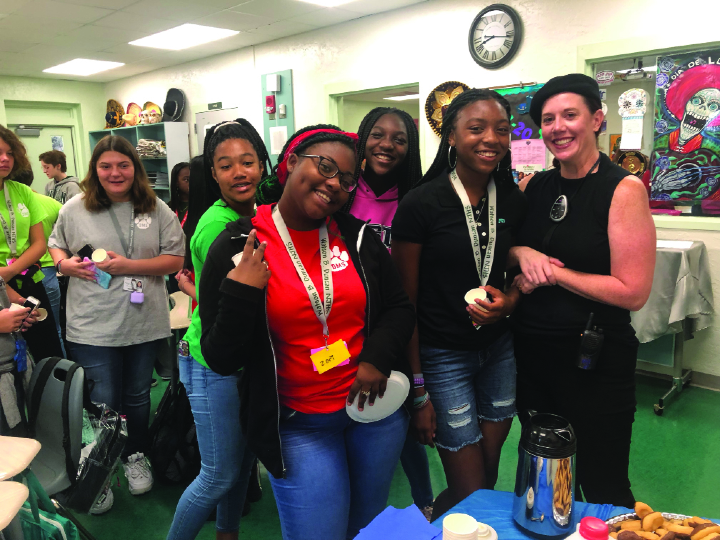 NJHS students host an International Coffee Hour for students and teachers.