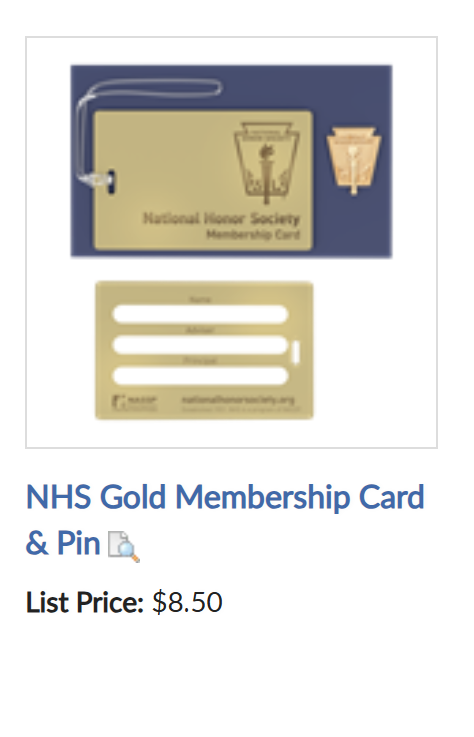 NHS Gold Membership Card and Pin product image